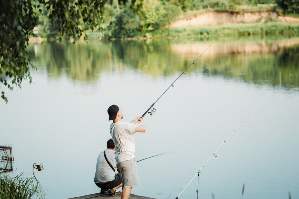 Bass fishing in a small pond