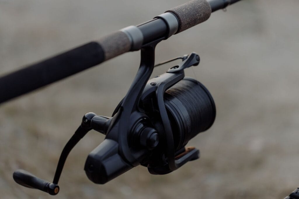 Fishing reel and line on a rod