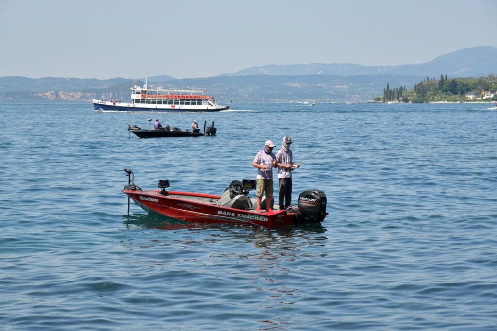 Anglers fishing a lake from boats
