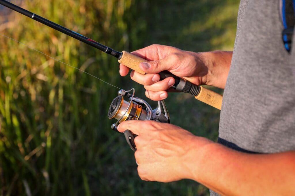 Angler working a fishing rod
